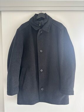 Men's Classic Black Wool Coat by BOSS Hugo Boss